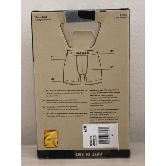 Jordan JM0671-Y2E Men's Sz M Yellow/Blue Flight Micro Boxer Briefs, 2-Pack - Picture 3 of 7